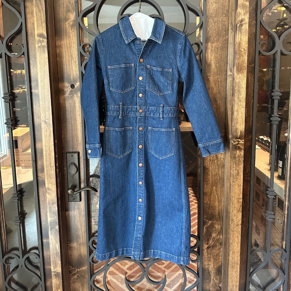 Madewell denim button down shirt midi dress size 0